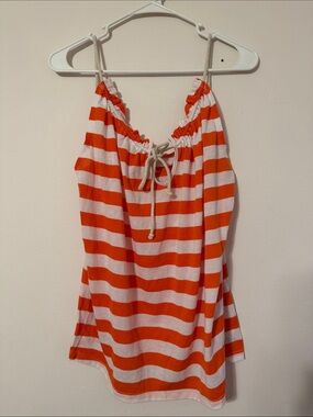 Pretty Rebellious Orange and White Striped Tie-Front Cami